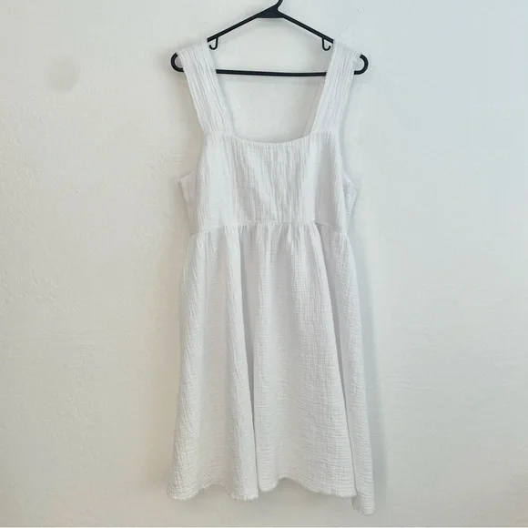 Natural Life-  White Gauze Textured Midi Sundress- L - Picture 10 of 14